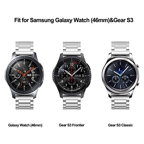 V-MORO Metal Strap Compatible with Galaxy Watch 46mm Bands/Gear S3 Classic Band Men Silver 22mm Soli - //medicalbooks.filipinodoctors.org