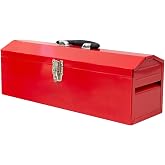 Tsnritor 19inches Portable Tool Box, Metal Tool Box, Ideal for Trailer, Mechanic, DIY-ers, Car Toolbox, Workshops, Garages, Repair Shops,Red