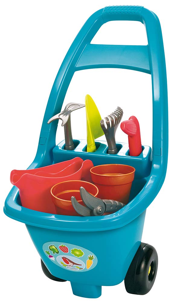 Ecoiffier Jouets 4479 - Garden Tool Trolley - Garden Tools for Children - Outdoor Game - From France, Blue