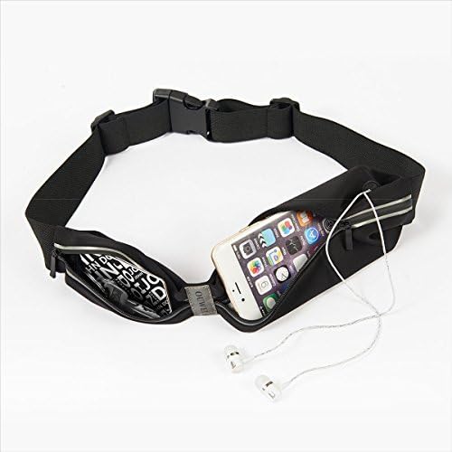 Running Belt , OuWei Sports Outdoor Sweatproof Reflective Waist Belt Fanny Pack,Water Resistant Lycra Elastic Adjustable Exercise Running Belt &amp; Fitness Workout Belt (Black)