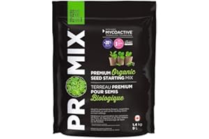 PRO-Mix Organic Seed Starting Mix, 9 L – MYCOACTIVE Growth+, All-Natural Peat-Based, Indoor & Outdoor, All-Season, 3-Month Sl