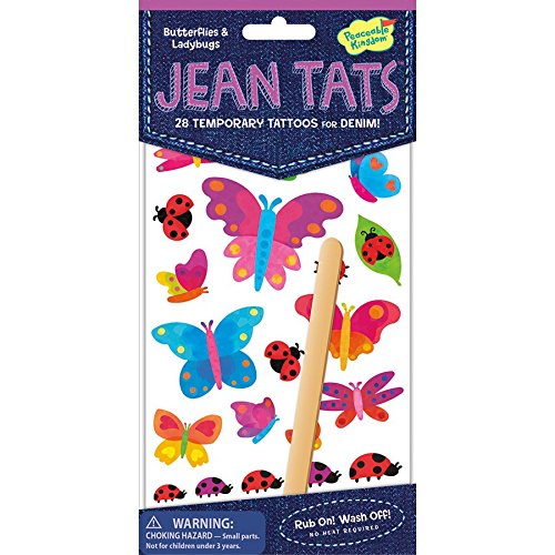 Peaceable Kingdom Jean Tats Butterflies And Ladybugs Temporary Tattoos For Fabric