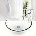 Tempered Glass Vessel Bathroom Vanity Sink Round Bowl, Chorme Faucet & Pop-up Drain Combo, Clear Color