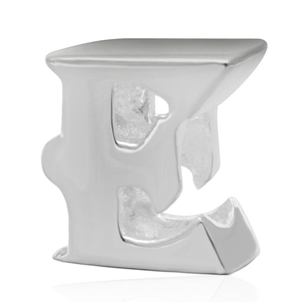 Alphabet Charms 925 Sterling Silver Beads Letter Initial E Charm Anniversary Charm Words Charm fits Pandora Charms Bracelet (E)