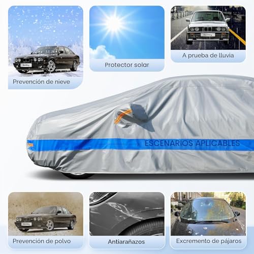 Holthly Waterproof Outdoor Car Cover, 10 Layer Car Cover, Sun and Dust Protector Cover, Car Layer Suitable for Audi A4 A5, BMW 3 Series, Mercedes C-Class, VW Passat, etc. 3XL