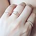 Excelsia 'Fleur de Lis' 14K Gold-Plated (Rose/White/Yellow) Dainty CZ Ring with Simulated Pearl
