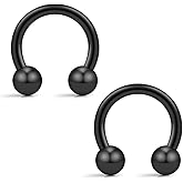 Ruifan 12G Horseshoe Circular Rings Nipple Nose Eyebrow Helix Tragus Cartilage Septum Piercing Jewelry 2-6PCS