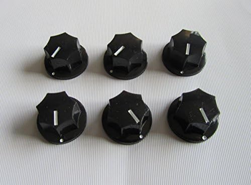 black small jazz bass knobs mxr style for import/squier jazz basses or effect pedals, 6 pieces
