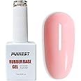 FANNEST Sheer Nude Pink Rubber Base Gel Polish - Brush on Builder Gel for Nail Extension with Elastic Base Coat - LED/UV Soak Off