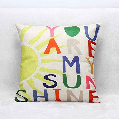 LeiOh Decorative Cotton Linen Pillow Shams Square Unique Printed Sunshine Pattern Throw Pillow Case Cushion Cover 18 x 18 Inches