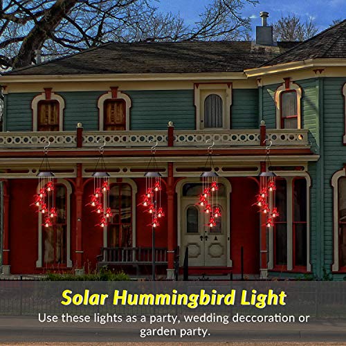 XIEYUZEUS Solar Wind Chimes Cardinal Bird,Solar Cardinal Red Bird Wind Chime Light, with 6 Vivid Hummingbirds Multicolor Led Light，Holidays, Courtyards, Decorations As Gifts
