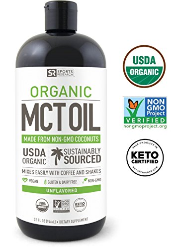 NEW!! 100% Organic MCT Oil from Coconut (32oz) ~ Non-Gmo Project Veified, USDA Organic,Vegan, Keto and Paleo Certified ~ Great for Coffee,Tea, Smoothies & Salad Dressings -Unflavored