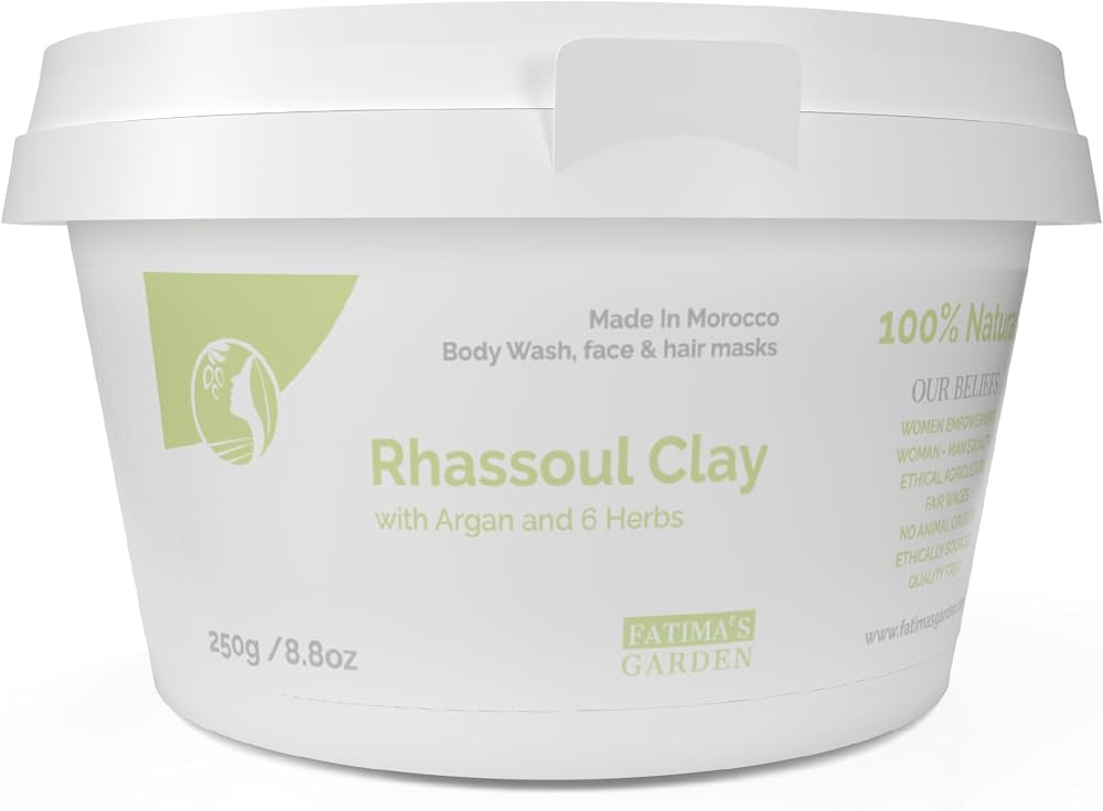 Fatimas Garden Rhassoul Clay 250g with 7 Herbs Detox Facial Hair Mask