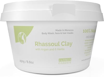Fatimas Garden Rhassoul Clay 250g with 7 Herbs Detox Facial Hair Mask