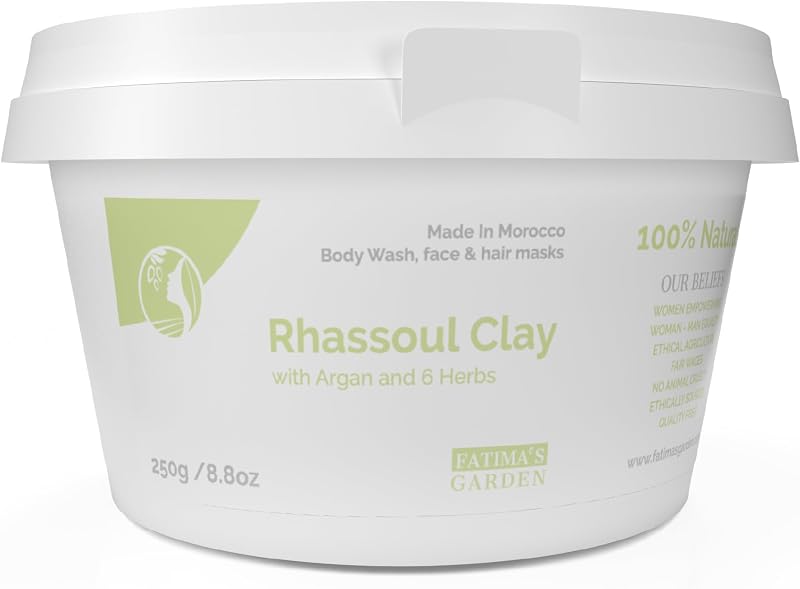 Fatimas Garden Rhassoul Clay 250g with 7 Herbs Detox Facial Hair Mask