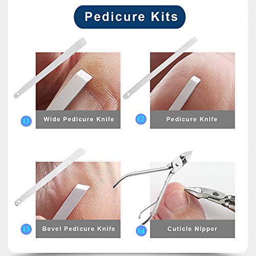 Manicure Kit Manicure Pedicure Set 18PCS Nail Toenail Clippers for Women or Men Stainless Steel Professional Grooming Kit Tools with Blue Leather Travel Case
