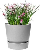elho Greenville Round 16 Flower Pot with Integrated Water Reservoir Grey Living view 8