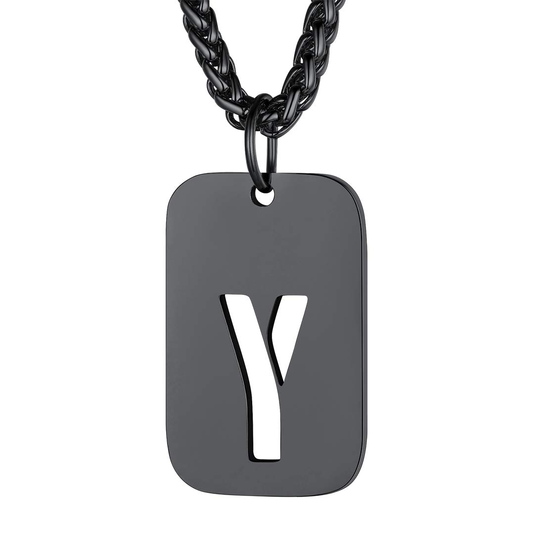 FindChic Stainless Steel Dog Tags for Men Initial Chains Necklace with Letters — image 1