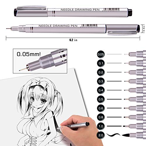 Black Precision Micro Line Pens,Multiliner, Anti-Bleed & Waterproof Archival Ink, Artist Illustration, Technical Drawing, Technical,Drawing,Office Documents, Scrapbooking,10/Set (Black) - Thumbnail 4