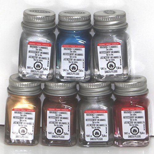Testors Enamel Paints 7 Metallic Color Set 1 1/4 oz Metallic Gold