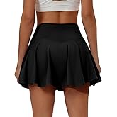 Buauty Pleated Skirts for Curvy Women Dressy Casual Skorts Tennis Skorts for Women with Shorts Golf Athletic Skirt for Pickleball Workout Outfits High Waisted Skort Black Small