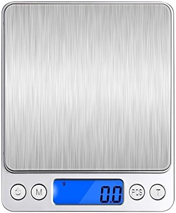 Digital Pocket Scales (2000g, 0.01oz/ 0.1g) By BeGrit Mini Food Scales Electric Jewelry Scales with Back-Lit LCD Display Stainless Steel (Batteries Included)