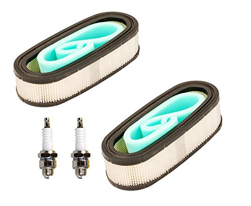HIFROM Pack of 2 Set Air Filter Pre Filter with Spark Plug for Briggs Stratton Engines Replace 394019 398825 5052K John Deere AM-38990