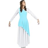 Danzcue Women's Asymmetrical Praise Dance Tunic, (White Dress Not Included)