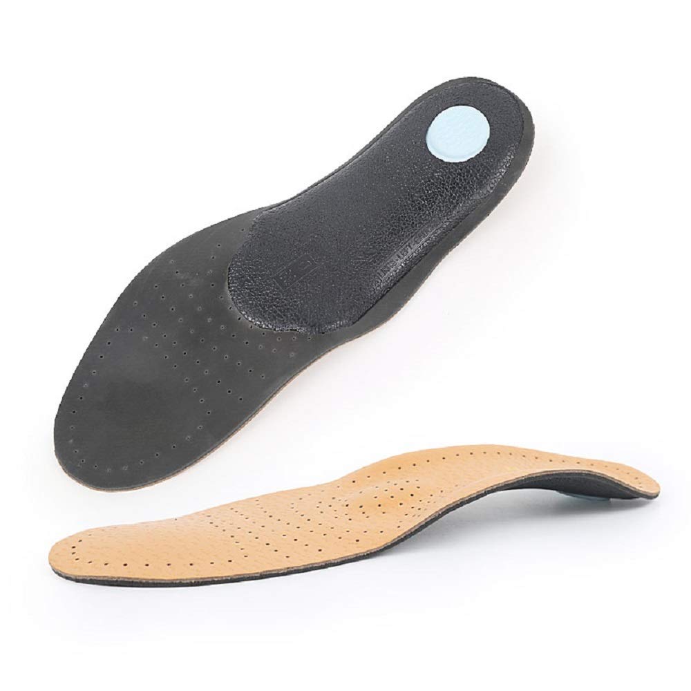 mmfootHandcrafted Thin Cushioning Leather Insoles with Arch Support for Flat Feet Metatarsal Pain Plantar Fasciitis Arch Pain and Breathable Orthotic Insole