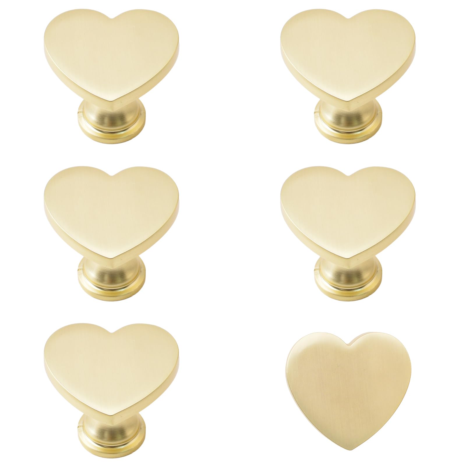 MOROBOR 6PCS Heart Shaped Knobs, Creative Cabinet Drawer Knob Zinc Alloy Single Hole Door Handle for Cabinets Drawer Door Furniture Decorative (Gold) — image 1