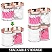 mDesign Plastic Canister Jar Organizer Set with Storage Lid - Home Decor Holder for Bathroom/Restroom Vanity Countertop - Holds Cotton Balls, Soap - Lumiere Collection - 2 Pack - Clear/Rose Gold