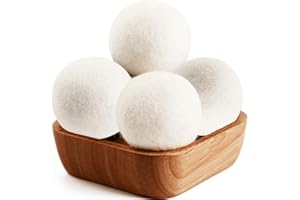 WOCIUD Wool Dryer Balls 4 Pack XL Natural Fabric Softener for Laundry - Reusable 100% Organic New Zealand Wool - Handmade Hypoallergenic Chemical Free - Reduces Wrinkles - Saving Time and Energy.
