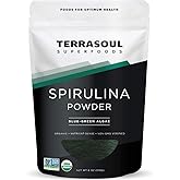 Terrasoul Superfoods Organic Spirulina Powder, 6 Oz, Vegan Protein, Green Superfood Boost for Smoothies, Detoxifying Elixirs, and Immune Support