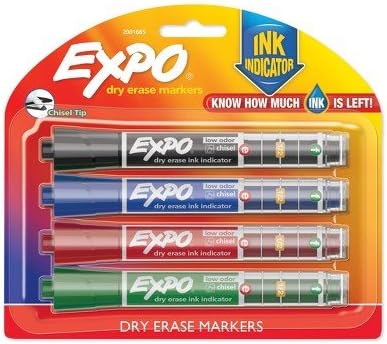Expo174; Ink Indicator Dry Erase Markers, 4ct - Black MULTI-COLORED