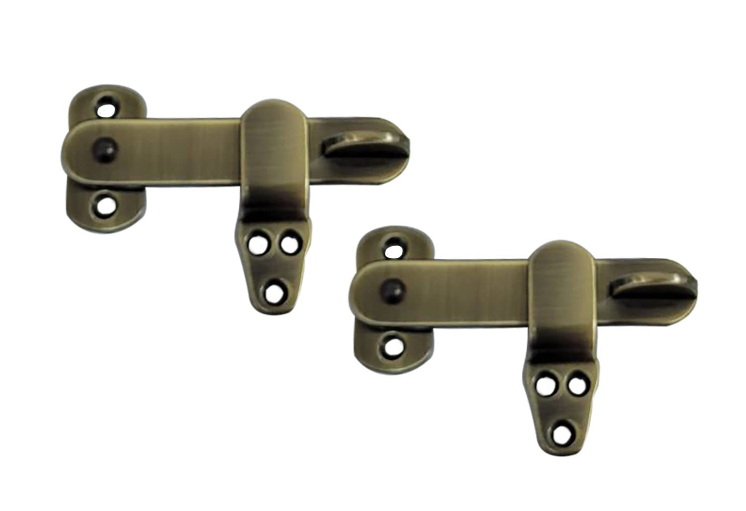 QCAA Solid Cast Brass Barn Door Latch for Cabinet Door, 4", Brushed Antique Brass, 2 Pack, Made in Taiwan — image 1