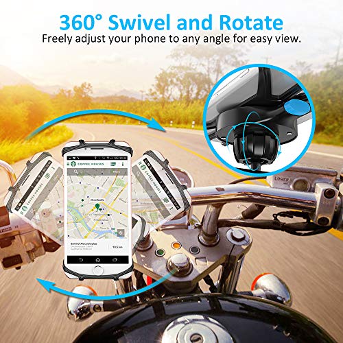 Bike Phone Mount, Pobon One Key Attach/Detach 360° Rotate Bicycle Rack Phone Holder & Motorcycle Handlebar Cradle for iPhone Xs Max/XS/XR/X/8/7/6 Plus, Samsung Galaxy S9/S8 Plus Note 8/9, 4.7"-6.5"