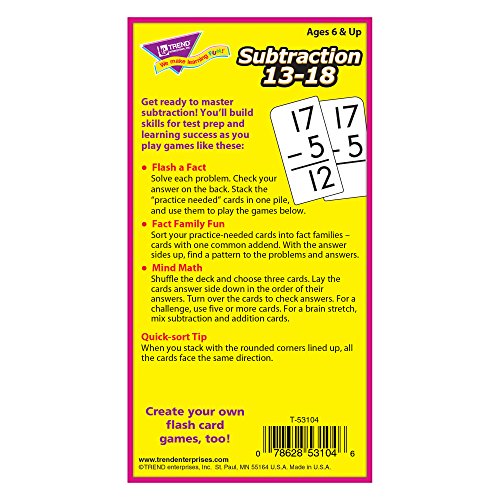 Skill Drill Flash Cards: Subtraction 13-18