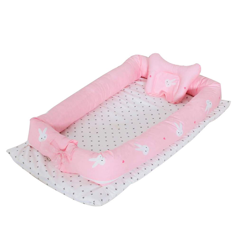 Abreeze Baby Bassinet for Bed - Rabbit Baby Lounger - Breathable & Hypoallergenic Co-Sleeping Baby Bed - 100% Cotton Portable Crib for Bedroom/Travel