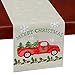 Simhomsen Embroidered Farmhouse Truck Table Runner for Christmas Holidays (Car, 13 × 70 Inches)