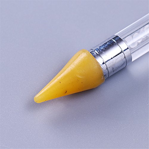 BONNIESTORE 1 Pc Dual-ended Dotting Pen Rhinestone Studs Picker Wax Pencil Pen with Crystal Beads Handle Manicure Nail Art DIY Decoration Tool