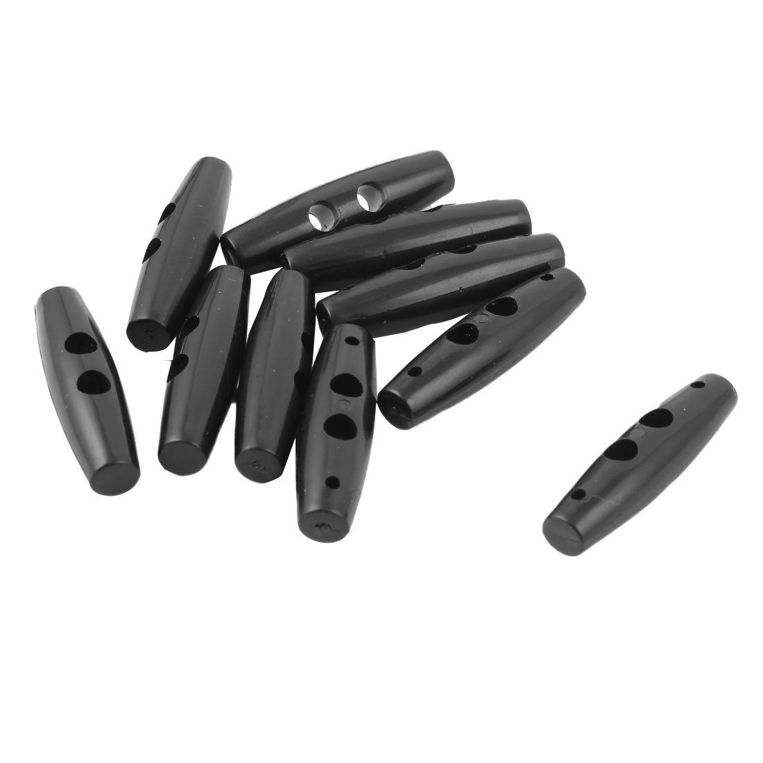 Sourcingmap Plastic 2 Holes Scrapbooking Sewing Toggle Buttons Adjustive Lock 10pcs Black