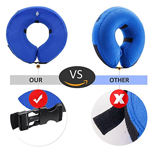 Neepanda Protective Inflatable Dog Collar, Adjustable Soft Pet Recovery E-Collar Cone for Small/Medium/Large Dogs & Cats, Designed to Prevent Pets From Touching Stitches (L, Blue)