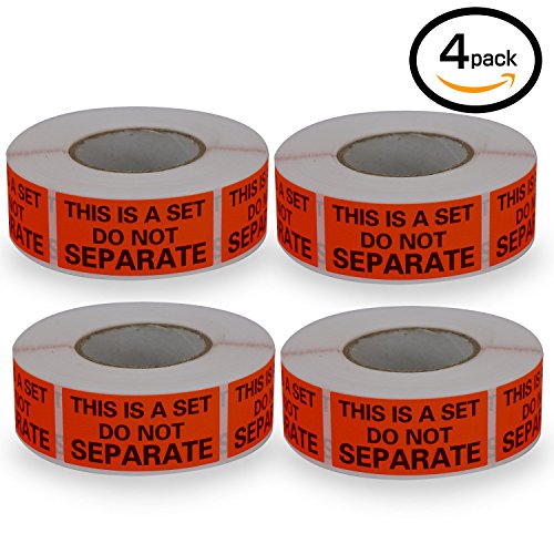 4 Rolls/2000 Labels,This Is a Set Do Not Separate,Fluorescent Red FBA Packing Labels(1" x 2")
