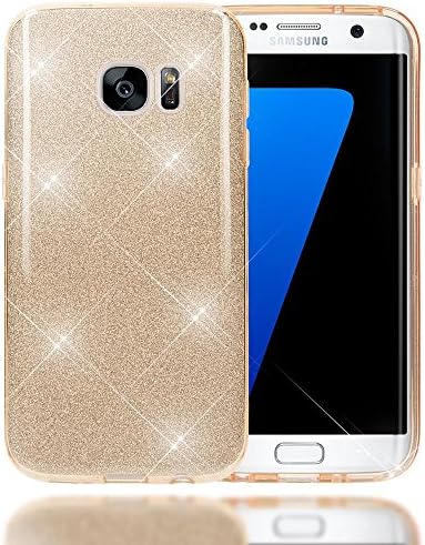 NALIA Glitter Case for Samsung Galaxy S7, Ultra-Thin Mobile Sparkle Silicone Back-Cover, Protective Slim Shiny Protector Skin, Shockproof Crystal Gel Bling Phone Bumper for Samsung S7 - Gold