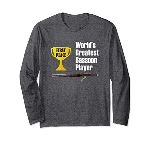 Unisex Bassoon Long Sleeve Shirt - Funny Greatest Bassoon Player Small Dark Heather - Thumbnail 2