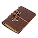 EvZ Leather Writing Journal Notebook, 5 Inches Vintage Nautical Spiral Blank String Diary Notepad Sketchbook Travel to Write in, Unlined Paper, Retro Pendants, Classic Embossed, Retro Brown