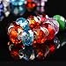 RUBYCA Murano Faceted Beads for Jewelry Making Glass Beads for Bracelets Making Charms European Silver Core Lampwork Spacer Craft Large Hole Bulk 50 Pcs Mix
