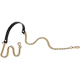 ESUPPORT Purse Straps Replacement Leather Metal Chain For Crossbody Handbags Shoulder Bag Wallet DIY 43.31 Inch Long