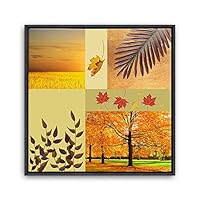 Framed Canvas Wall Art Leaves, Birds, Abstracts Canvas Prints Home Artwork Decoration for Living Room, Bedroom - 16x16 inches