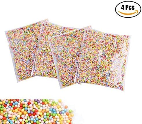 CDOFFICE 0.08-0.15 Colorful Mini Foam Balls Styrofoam Foam Balls Micro Foam Beads (4 Pack)